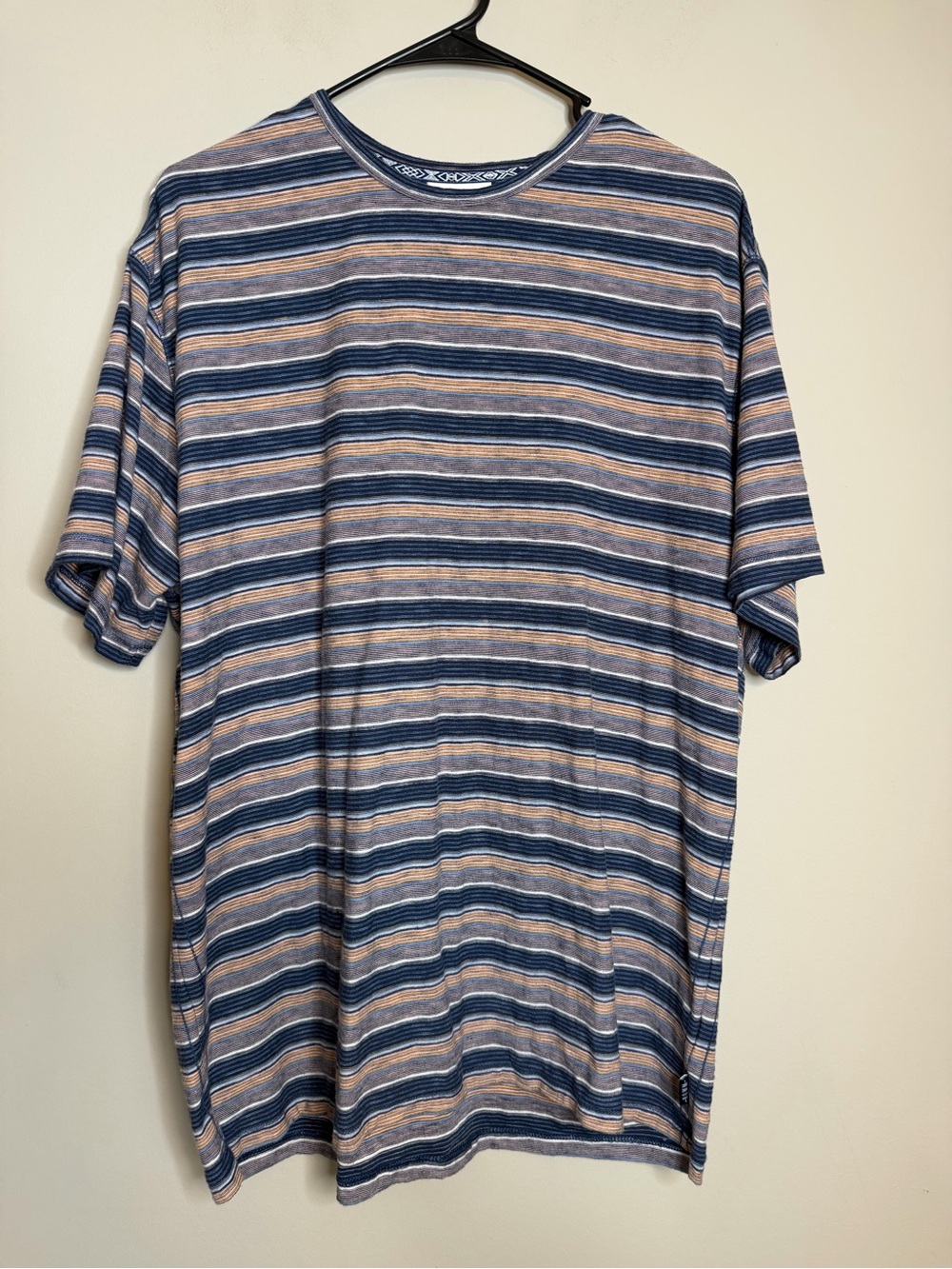 ROWM Striped Short Sleeve T-shirt Logo Cotton Blend RN 58909 Mens XL